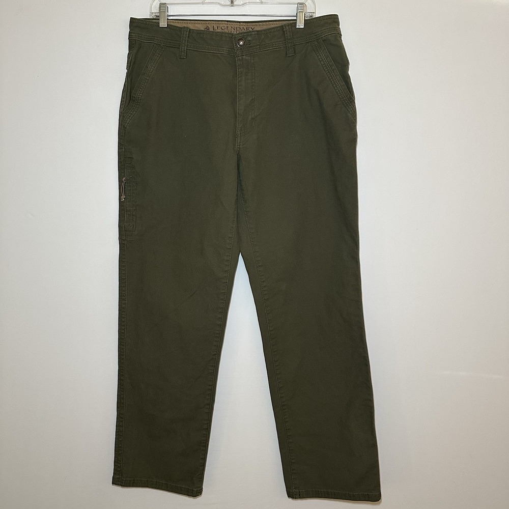 Canvas Cargo Pants Olive Green Workwear Casual 36x34(36x32) Hiking Durable